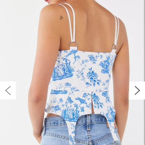 For Love and Lemons Blue Toile Top - Picture 2 of 7
